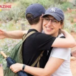Miles Roosevelt Bialik Stone hugging his mother, actress Mayim Bialik, outdoors