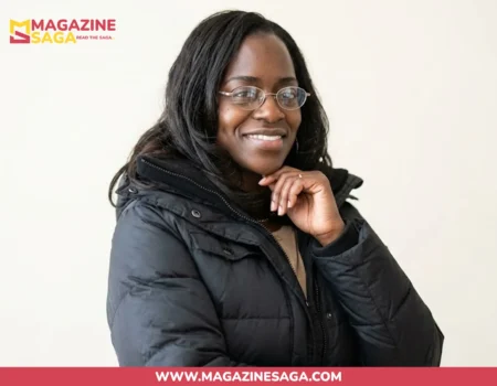 Keisha Combs, sister of Sean Diddy Combs, smiling in a casual portrait photo for Magazine Saga