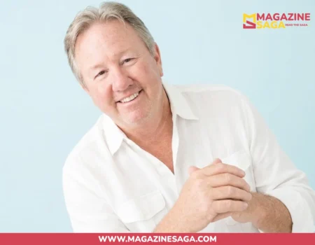 Mark Fluent, real estate finance executive and husband of actress Justine Bateman, smiling in a white shirt