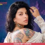 Cazzu, Argentine trap singer, with heart tattoo under eye and tattooed shoulder