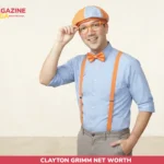 Clayton Grimm Net Worth image: man in Blippi-style orange glasses, bow tie and