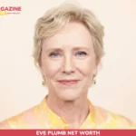 Eve Plumb net worth studio portrait of a woman in a yellow patterned blouse