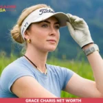 Grace Charis Net Worth: golfer in Titleist visor and glove sitting in a grassy field