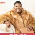 Nicole Flenory Net Worth feature photo, woman in fur coat holding tan clutch