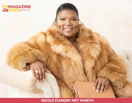 Nicole Flenory Net Worth feature photo, woman in fur coat holding tan clutch