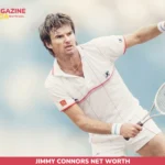 Jimmy Connors volleying on court, pictured for the Jimmy Connors net worth article