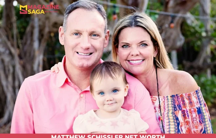 Matthew Schissler smiling outdoors with two family members for net worth article