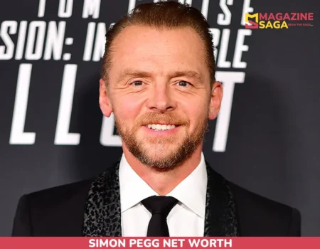 Simon Pegg smiling in a tuxedo at a Mission: Impossible: Fallout event, for the Simon Pegg net worth article.