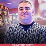NG Slot net worth article image, man in patterned shirt against composited casino backdrop