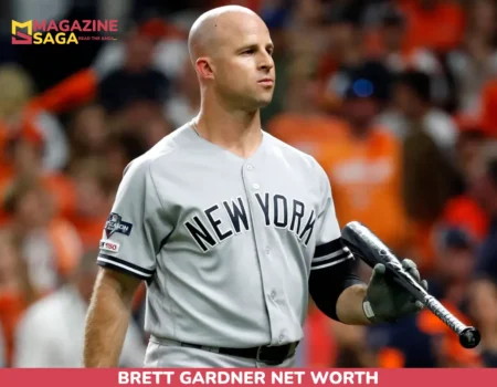 Brett Gardner net worth in his Yankees road jersey, holding a bat, for the brett gardner article